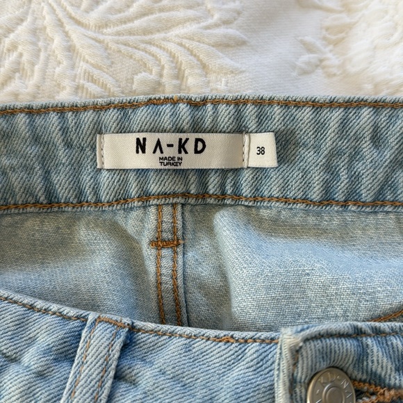 NA-KD fashion baggy wide leg pleated front light blue jeans size 30 - Picture 5 of 5